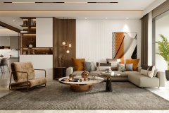 3d render of luxury home interior, living room